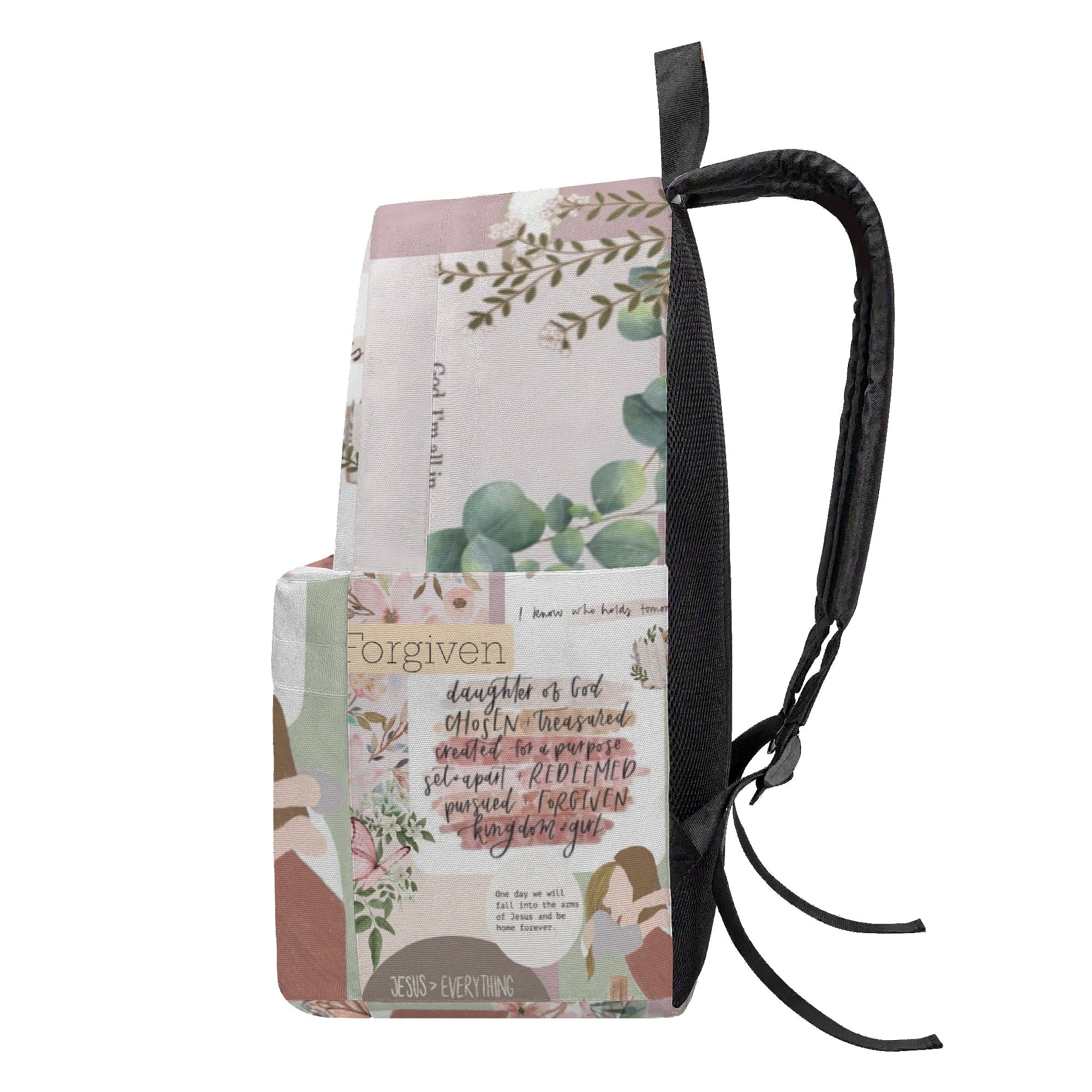 Christian Backpack, Faith-Based Forgiven Bible Verse Bookbag, Jesus Everything Floral Backpack Gift for Girls, Religious Gift for Believers.PLAF62